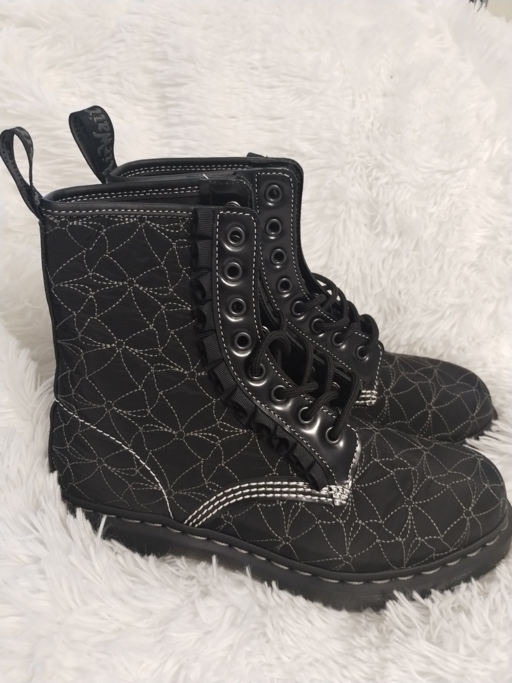 Dr. Martens Black Quilted Lace-Up Combat Boots